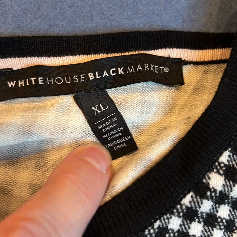 EUC White House Black Market Gingham Snap-Front Cardigan, X Large, Black/White - Picture 3 of 5